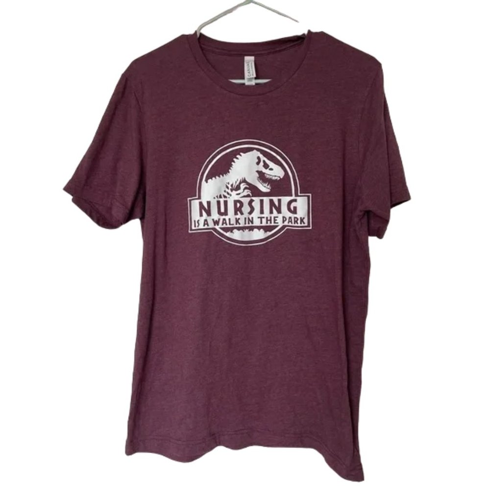 Jurassic Park Nursing Purple Cotton Tshirt Womens Size Large